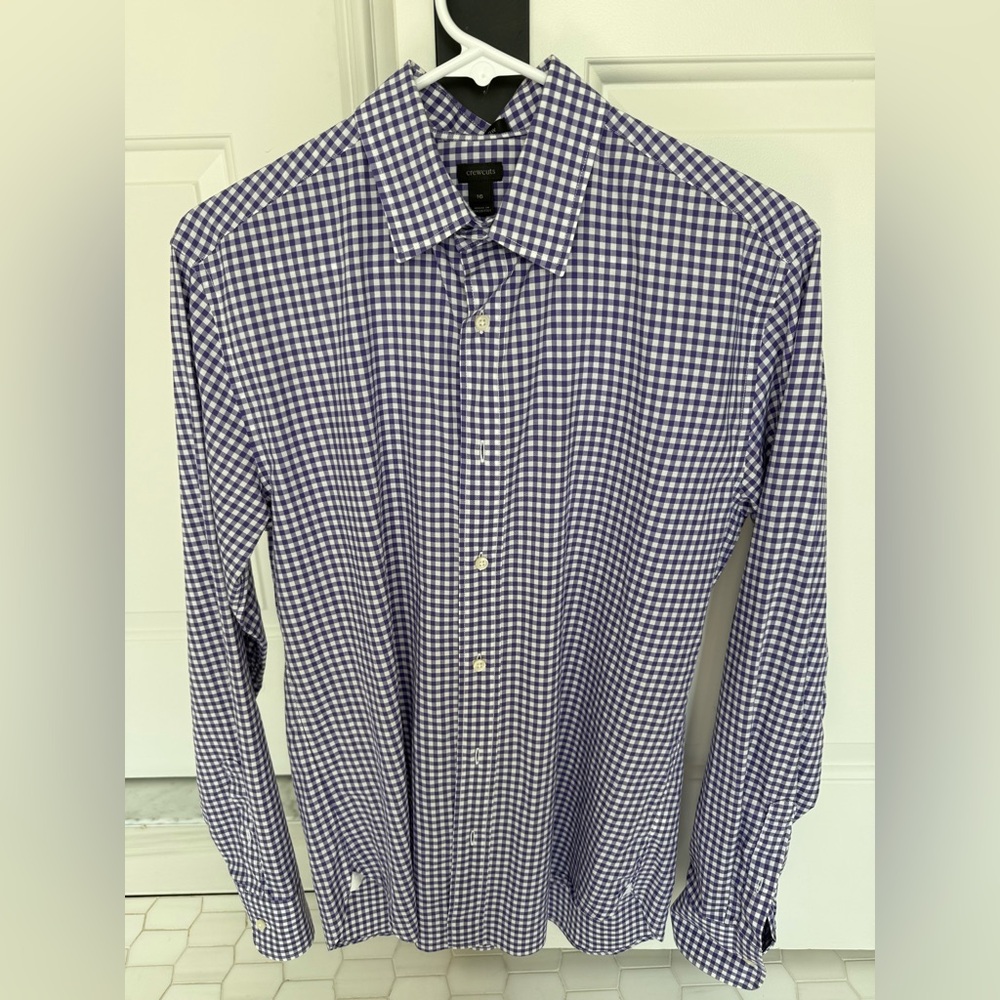 Boys purple gingham button down